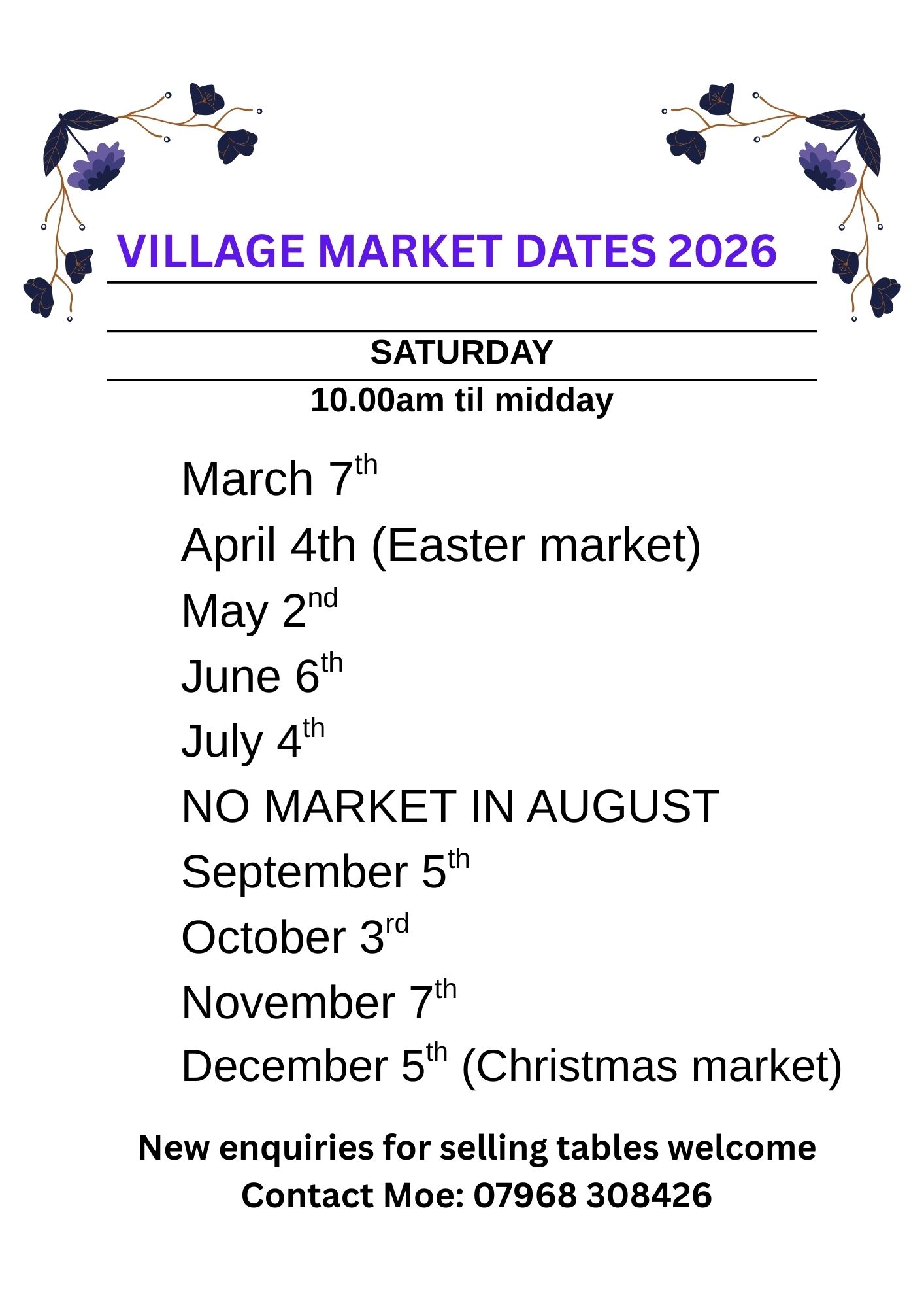 Dates for 2026